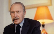 Close up Jean Dutourd novelist circa 1980 in Paris France Old Photo 1