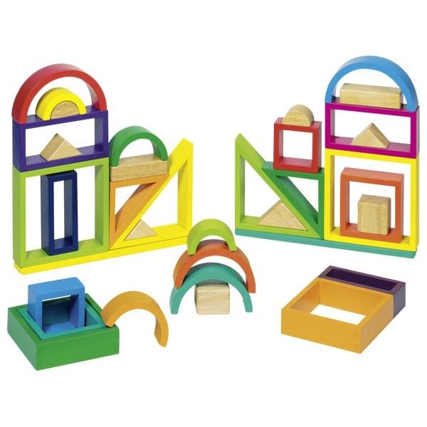 Goki Legespiel Regenbogen Holzspiel BauklöTze Stapelspiel Holzkasten Neu Ovp-image