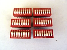 Lot of 6 Grayhill 76SB08 Switch DIP ON OFF SPST 8 Raised Rocker NOS