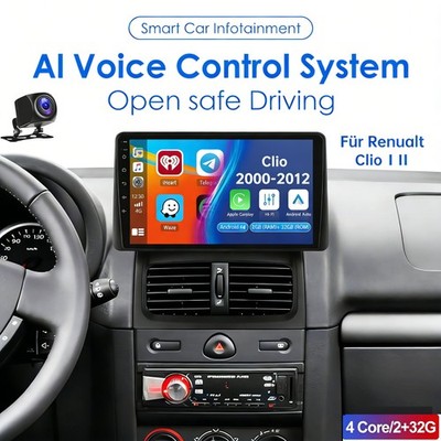 Für Renualt Clio II 2000-2012 Touchscreen Autoradio CarPlay Android 14 2+32GB BT
