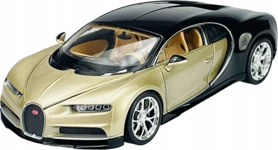 BUGATTI CHIRON GOLD & BLACK 1/24-27 SCALE DIECAST MODEL CAR BY WELLY 24077G-7E - Image 2 of 4