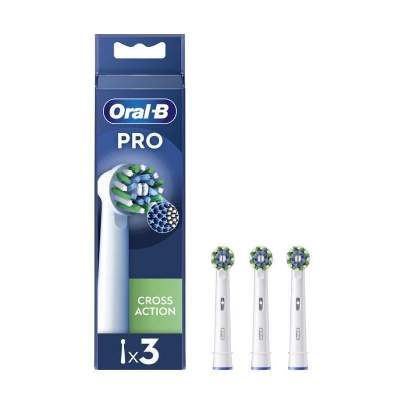 Oral-B Pro Cross Action Tête de Brosse à Dents Électrique de Rechange Blanche - Pack de 3 Unités