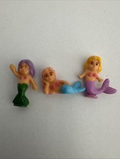 3x Vintage Mermaid Waterfall Figures 1990's Like Polly Pocket