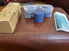 New Set of 3 Candwax Unscented Dripless Rustic Dark Blue 3" Pillar Candles
