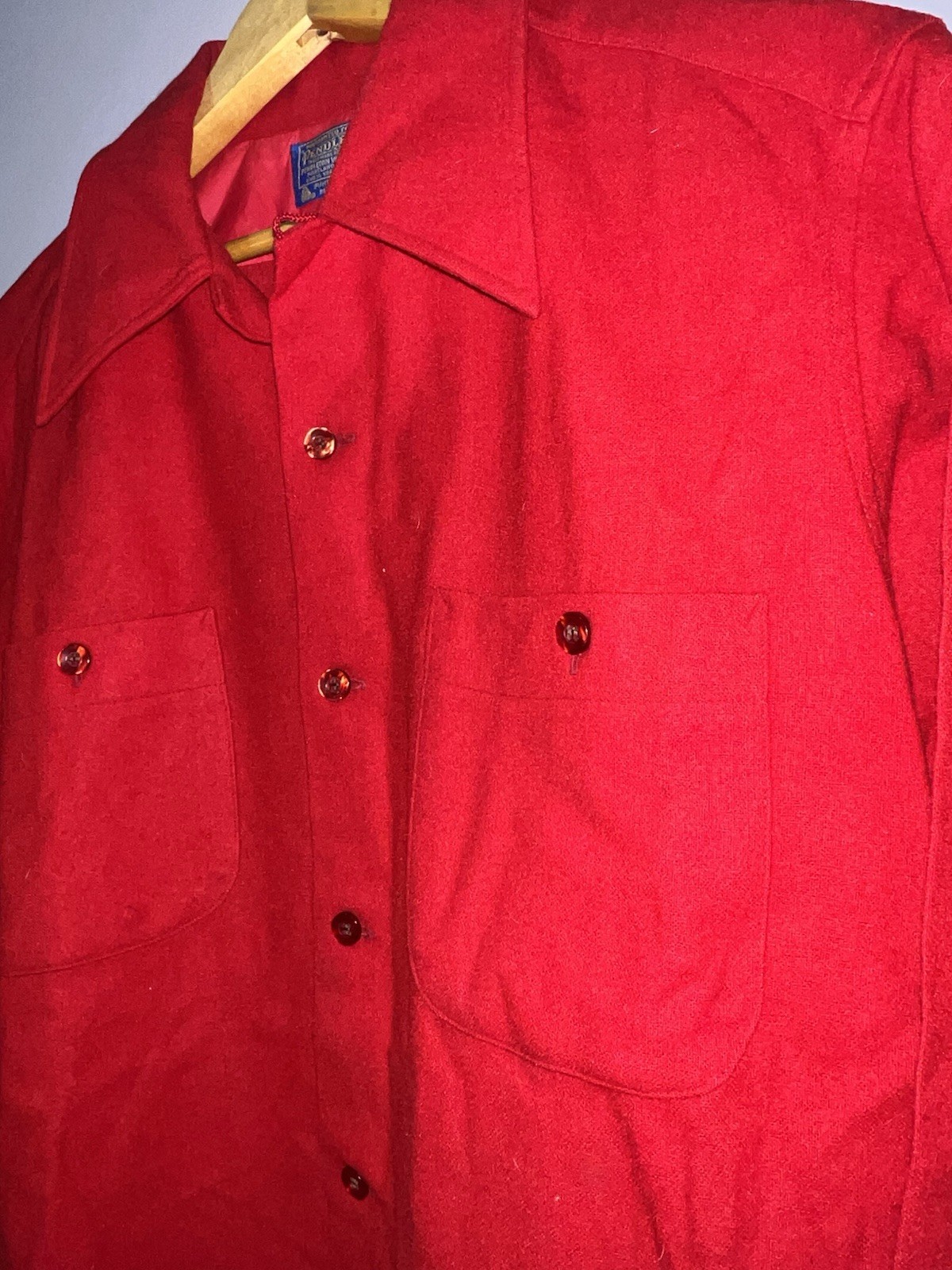 VINTAGE PENDLETON RED WOOL FLAT BOTTOM LOOP COLLA… - image 4