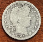 1907-S Barber Silver Quarter