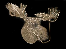 UE01135 VINTAGE 1980 **MOOSE** ART COMMEMORATIVE SOLID BRASS BARON BELT BUCKLE