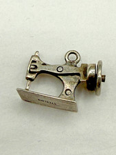 VINTAGE 40'S MOVABLE SEWING MACHINE STERLING CHARM openwork wheel