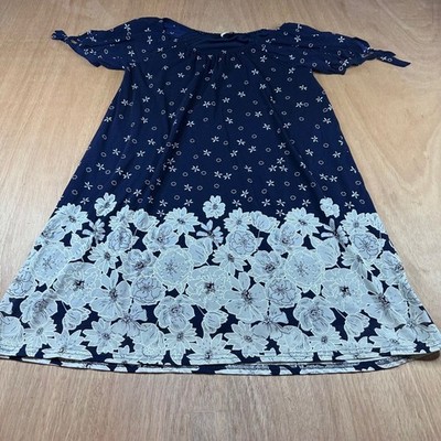 Siren Lily Navy Floral Short Sleeve Dress Women s Small