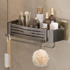 Shower Caddy, No-Drilling Adhesive Shower Shelves with Hooks, Waterproof 