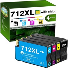 High Yield Compatible for HP 712 Ink Cartridges Combo Pack Replacement for HP