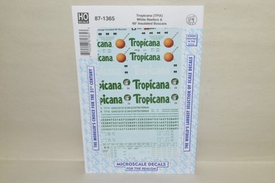 HO decals Microscale 87-1365 Tropicana Orange Juice modern reefer box cars