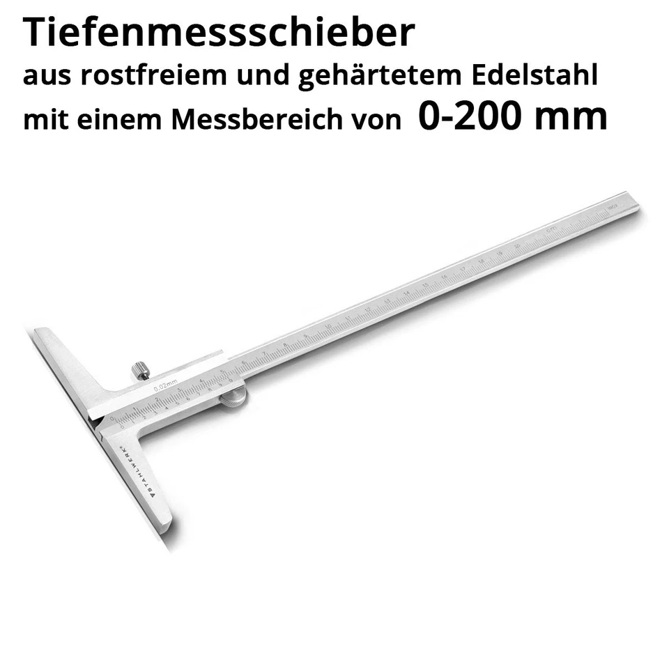 STAHLWERK Tiefenmessschieber 0-200 mm DIN 862 Tiefenlehre Schieblehre Messlehre - Bild 2 von 4