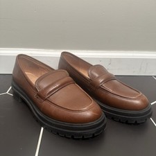 Madewell Womens Bradley Lugsole Chunky Loafer Brown Cherry Wood Leather Size 8.5