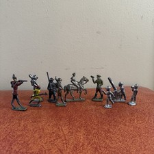 Antique Lot Of 10 Vintage Misc Lead Toy Infantry Soldiers, Gunners, Pirates