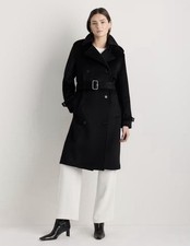 Quince Women’s 100% Mongolian Cashmere Trench Coat Black Outerwear Small New