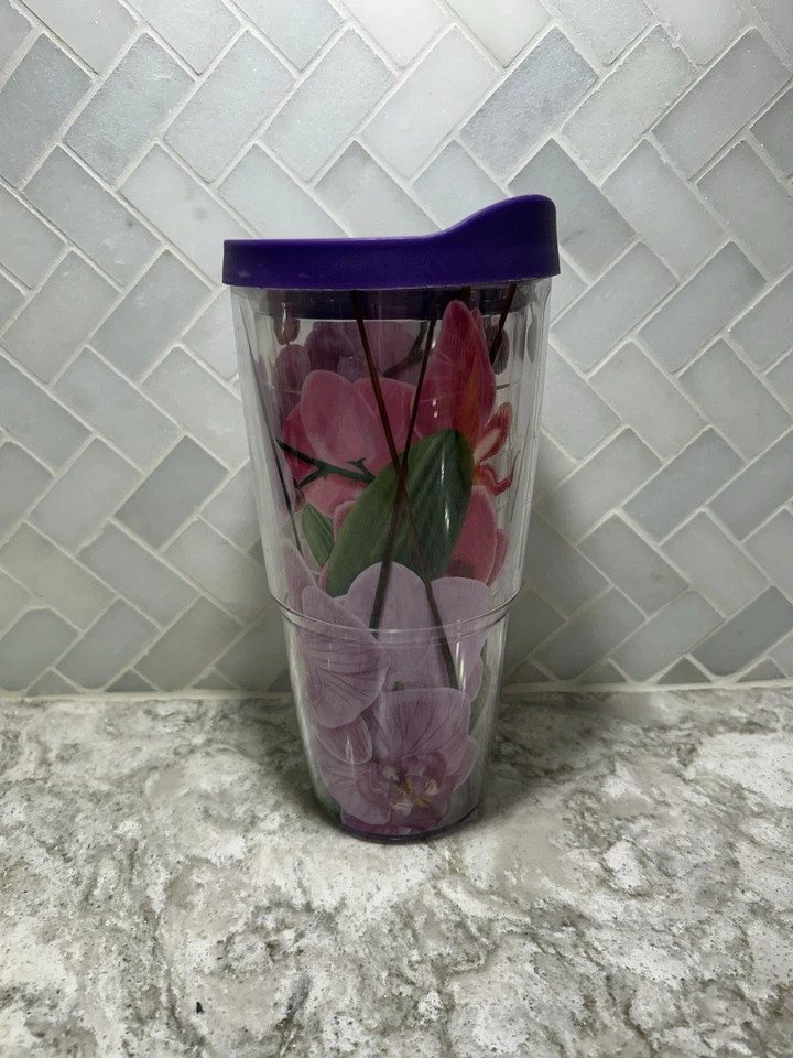 Стакан Tervis 24 унции фиолетовые цветы с крышкой - Изображение 3 из 4