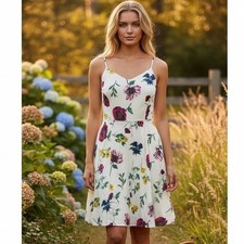 Old Navy Floral Cami Dress Smocked Back Mini Cottagecore Garden Fairy Boho Large