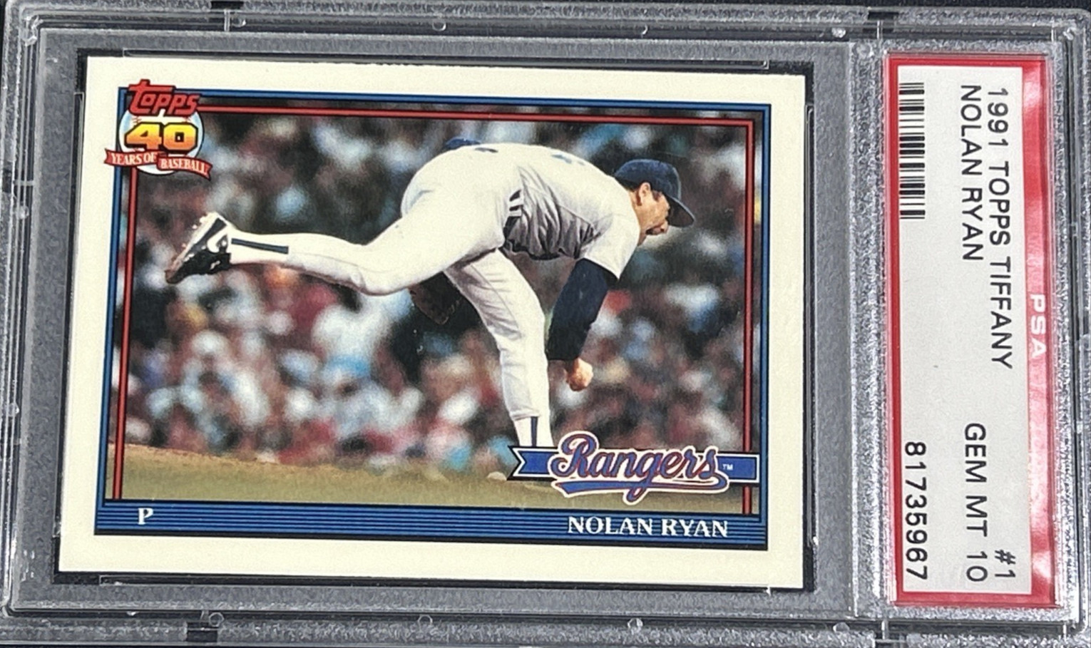 1991 Topps Tiffany #1 Nolan Ryan PSA GEM MINT 10 TOUGH GEM HALL OF FAME RANGERS