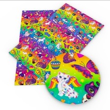 Cartoon FAUX LEATHER SHEET 8" X 12" Neon Lisa Animals 1107046 SMOOTH TEXTURE