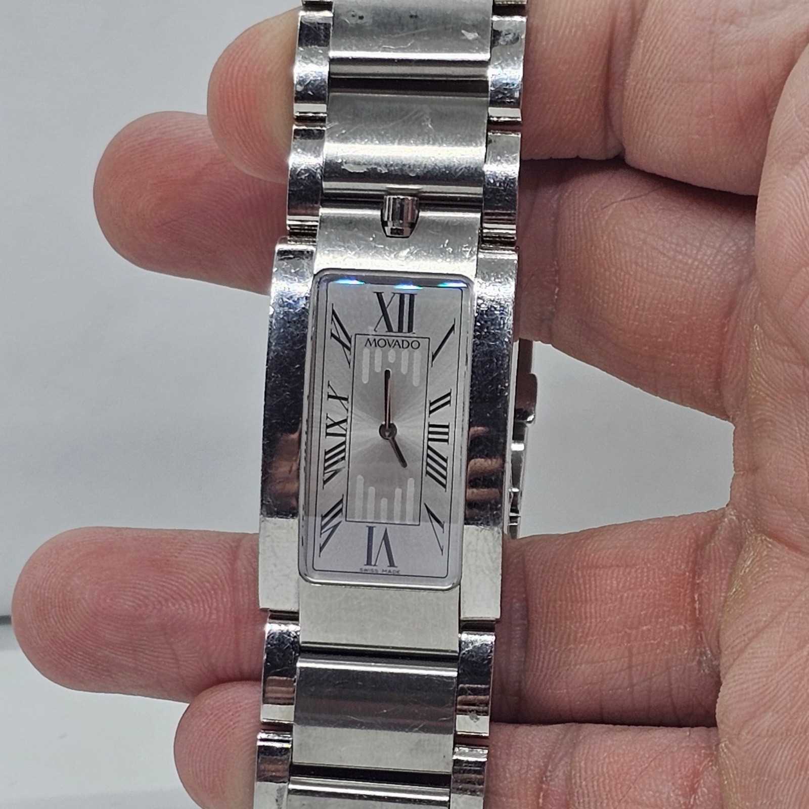 Movado elliptica Rectangular Silver Stainless Ste… - image 1