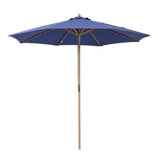 LAGarden 9Ft BOHO Market Patio Umbrella 260GSM Acrylic 5-Year-Non-Fading Blue