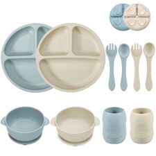 Silicone Baby Feeding Set 2 Divided Suction Plate  2 Suction Bowl  2 Tiny ...