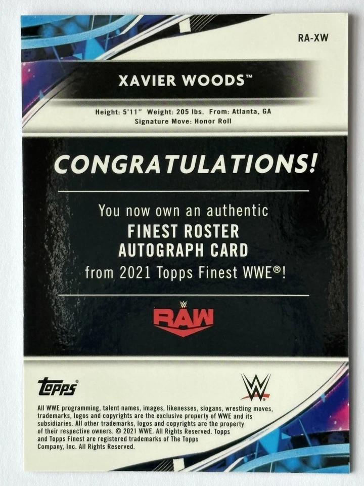 2021 Topps Finest WWE Xavier Woods Roster Autograph Refractor #RA-XW New Day - Image 2 of 3