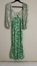 Rixo x Target Dress Women Size 4 Green Daisy Smocked Milk Maid Floral Boho Maxi