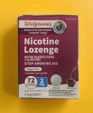 WALGREENS NICOTINE LOZENGE Cherry Flavor 2mg 72Ct. Sugar Free Exp: 09/2026
