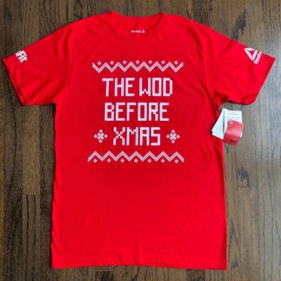 Reebok CrossFit 100% Cotton ''The WOD Before Xmas'' Graphic T-Shirt Red Men M NWT