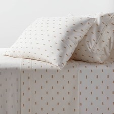 Full 400 Thread Count Performance Sheet Set Ivory/Khaki Ikat Block - Threshold