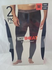 New 32 Degrees Heat Mens Base Layer Pant 2-Pack Black Medium