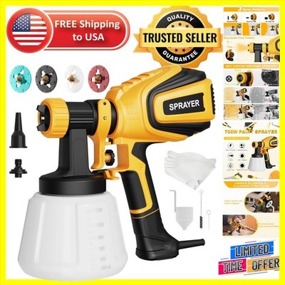 700W HVLP Paint Sprayer with 4 Nozzles & 3 Patterns for Effortless Finishes