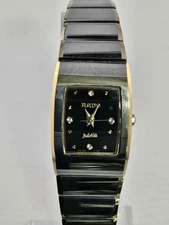 RADO Jubilee 507L Quartz Diamond Black Dial Ceramic Ladies Watch New Battery 