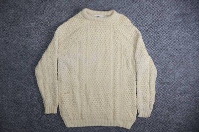 Natural Instincts Wool Fisherman Sweater Men s S Cable Knit Made in Ireland
