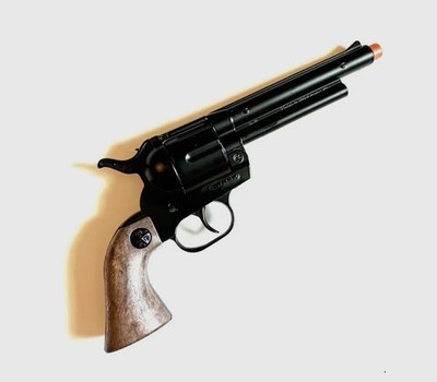 Metal Toy Cap Gun. Cowboy Lawman Peacemaker Style. Black. 12 Shot. Gonher. New!