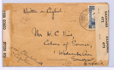 ANGOLA WW2 Cover *Saurimo* MISSIONARY 1943 Bath Som BELGIAN CONGO/GB Censor WB68
