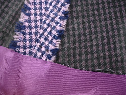 Women's S M 1980's Geoffrey Beene Coat Black Purple Plaid Paisley Shawl Collar - Picture 16 of 18