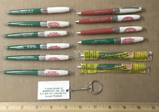 Sinclair Gasoline Barefoot Oil Concord Kannapolis NC vtg Lot Ink Pens + keychain