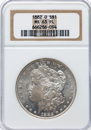1882 O MORGAN SILVER DOLLAR NGC MS63 PL PROOF LIKE BEAUTIFUL COIN FREE SHIPPING
