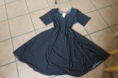 MAGNA Sommer Kleid 48 50 NEU schwarz weiß Pünktchen Stretch A-Form LAGENLOOK
