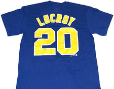 Rare Jonathan Lucroy 20 Milwaukee Brewers Baseball Jersey T-Shirt New NWT MEDIUM
