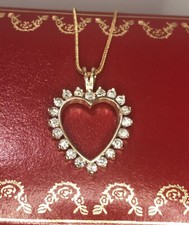 18k Yellow Gold Diamond VS Pave Heart Solitaire Wedding Pendant 14k Necklace Set