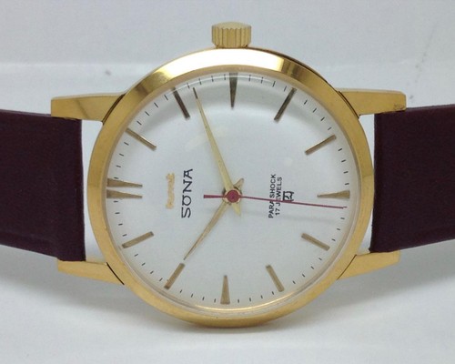 vintage hmt sona gold plated hand winding men39s super slim watch run A150