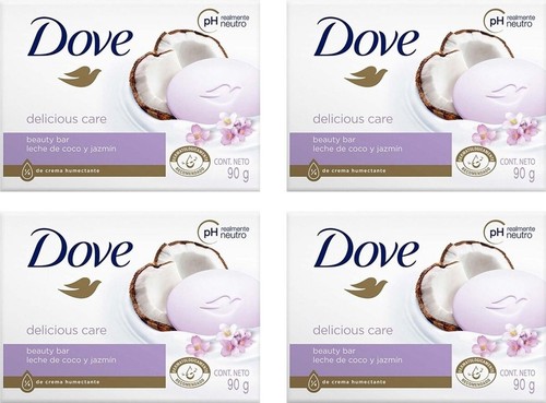 22,78€/kg- 4er Pack DOVE Seife - Kokos und Jasmin Blütenblätter – 4x 90 Gramm - Bild 2 von 2