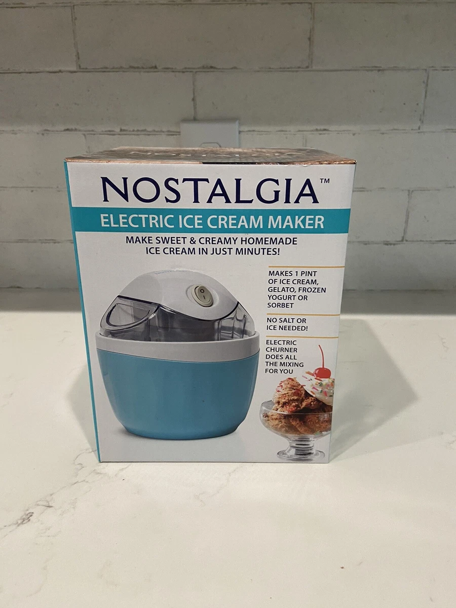 Nostalgia 1-Pint Electric Ice Cream Maker, Blue 