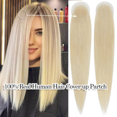 Full Lace Cover-up 100% Human Hair Patches Hairpiece for Alopecia Areata Blonde