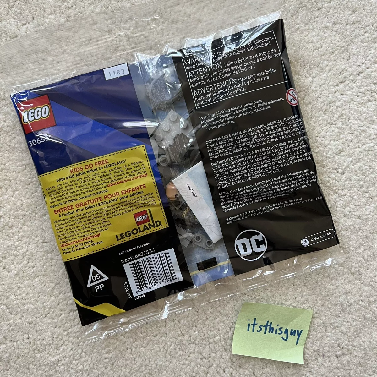 Lego 2023 Batman 1992 Minifigure Poly Bag Complete Set 30653 New Factory  Sealed!