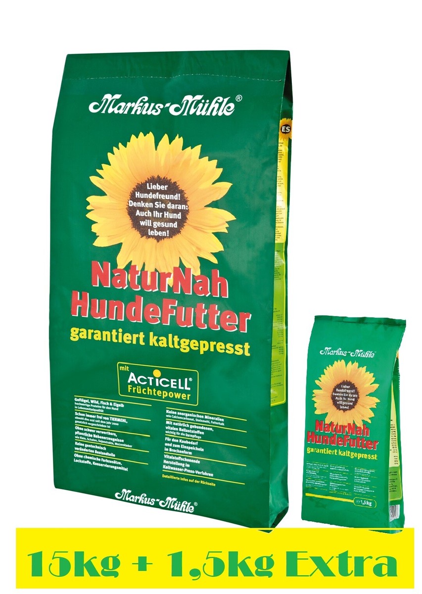 Markus-Mhle NaturNah Hundefutter 15kg + Gratisprobe + 1,5kg Beutel  zustzlich | eBay.de